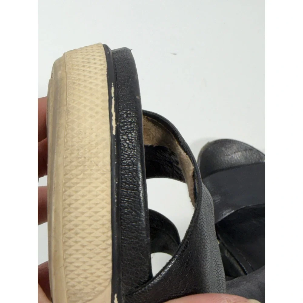 Eileen Fisher‎ Black Leather Crisscross Platform Sandals Back Zip Size 6.5